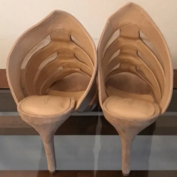 New Daya by Zendaya Nude Beige Open Tote Norwell Mule Heels Sandals Shoe - Picture 7 of 8